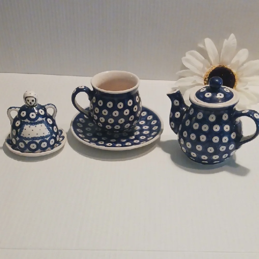 Polka Dot Blue and White Tea Set